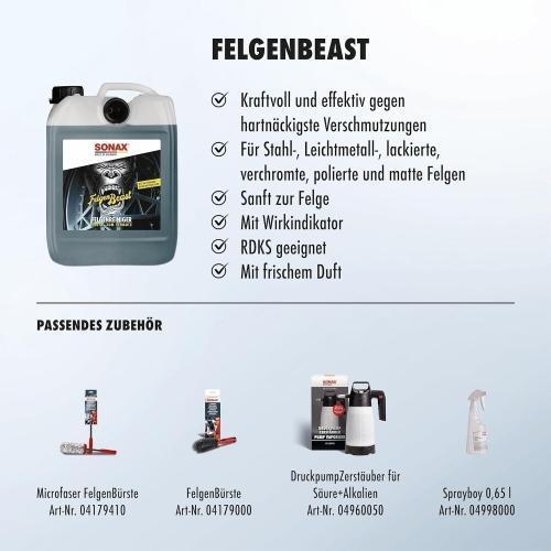 2x SONAX FelgenBeast Felgen Reiniger 5 Liter Kanister mit Ausgie&szlig;er 04335000