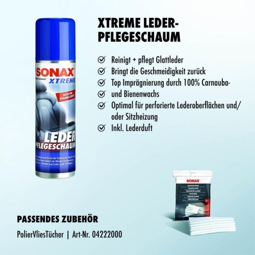 LederPflegeSchaum NanoPro 250 ml Leder Pflege Reiniger Schaum SONAX XTREME