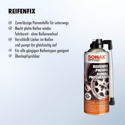 SONAX 04323000 Reifenfix 400ml Reifendichtung, Pannenhilfe, Pannenspray, Reifen