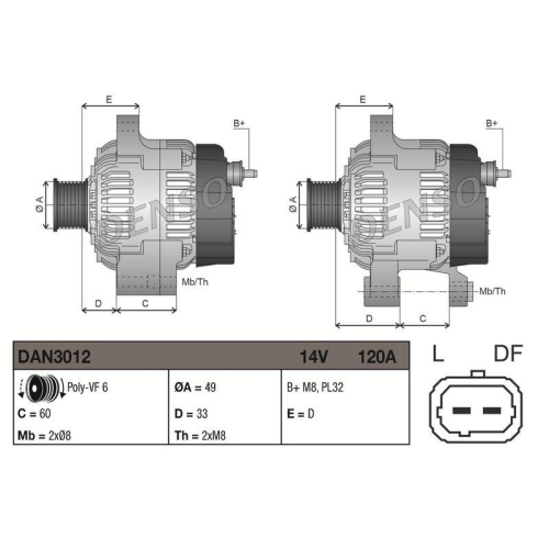 DENSO Generator DAN3012