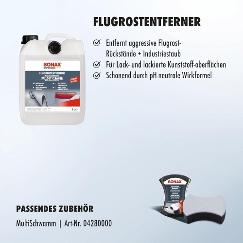 SONAX FlugrostEntferner Rostlöser säurefrei Lackreiniger 5 Liter 05135050
