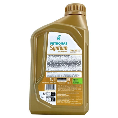 Motor&ouml;l Motoren&ouml;l Petronas Syntium Supreme FPW02 0W-30 1 Liter 71231E18EU