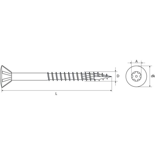 100x Terrassenschrauben ttap Senkkopf, Edelstahl A2 gebr&auml;unt, mit Bit 5,5 X 60