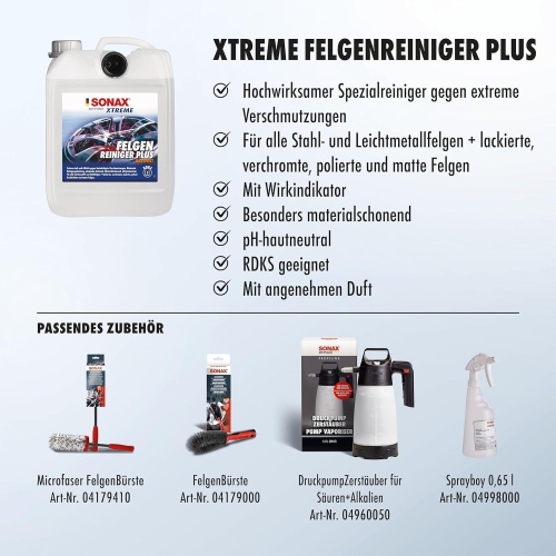 SONAX XTREME Felgenreiniger PLUS Alufelgenreiniger Säurefrei 5 Liter 5L 02305050
