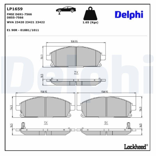 DELPHI Bremsbelagsatz, Scheibenbremse LP1659