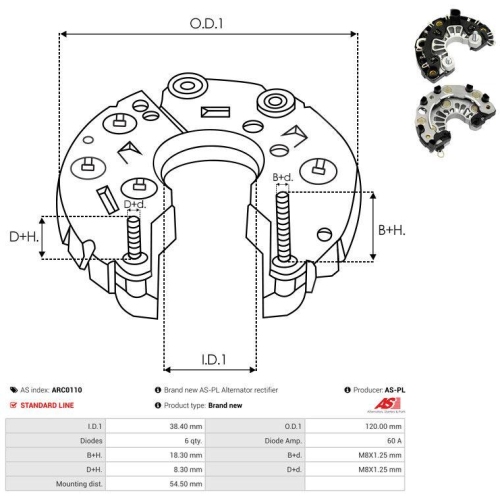 AS-PL Gleichrichter, Generator Brandneu AS-PL ARC0110