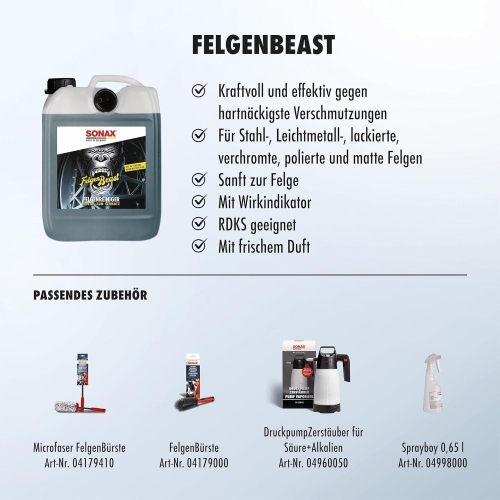 SONAX FelgenBeast Felgen Reiniger 5 Liter Kanister mit Ausgießer 04335000