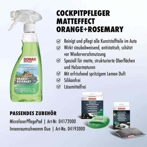 Sonax CockpitPfleger Reiniger Innen Matteffect Orange+Rosemary 500ml 03492410