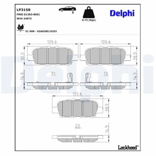 DELPHI Bremsbelagsatz, Scheibenbremse LP3158
