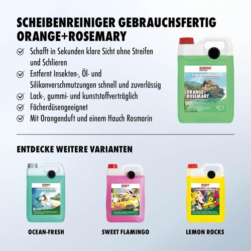 SONAX Scheibenreiniger gebrauchsfertig Orange+Rosemary 5 Liter Klar 01615000