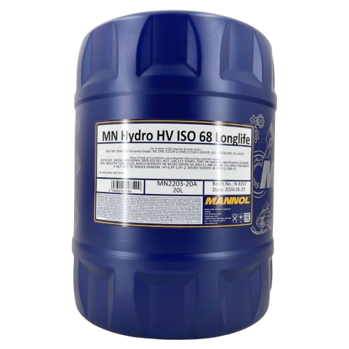Hydraulik&ouml;l Mannol Hydro HV ISO 68 Longlife 20 Liter Kanister MN2203-20
