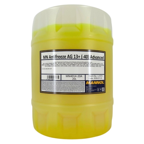 K&uuml;hlerfrostschutz MANNOL G13+ AG13+ K&uuml;hler -40&deg;C 20 Liter Gelb PKW MN4014-20