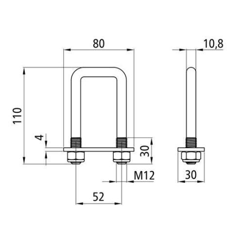 Zurrb&uuml;gel mit 2 Stoppmuttern M12, verzinkt Suer 295131663