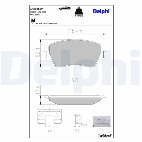 DELPHI Bremsbelagsatz, Scheibenbremse LP5005EV