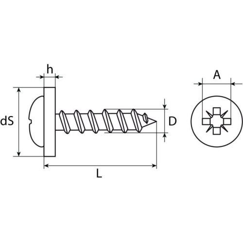 Fensterbankschrauben PZ Pan Head, Edelstahl A2 3,9 X 19 SWG 100 St&uuml;ck