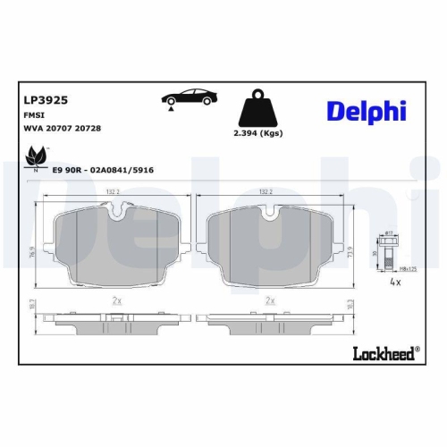 DELPHI Bremsbelagsatz, Scheibenbremse LP3925