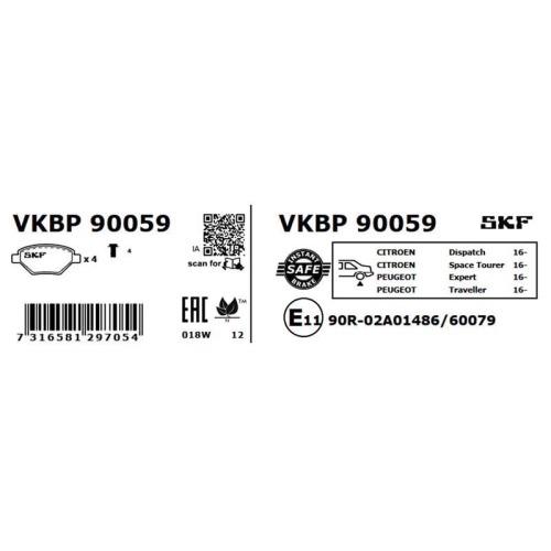 SKF Bremsbelagsatz, Scheibenbremse VKBP 90059