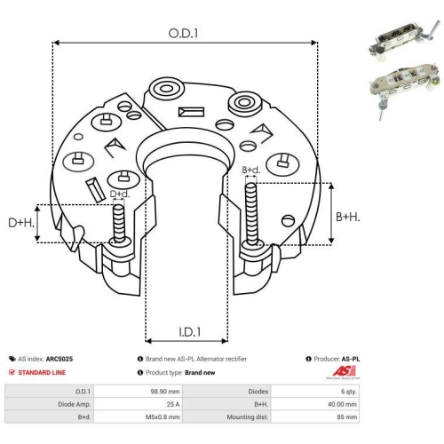 AS-PL Gleichrichter, Generator Brandneu AS-PL ARC5025