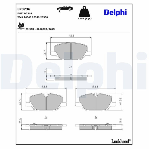DELPHI Bremsbelagsatz, Scheibenbremse LP3736