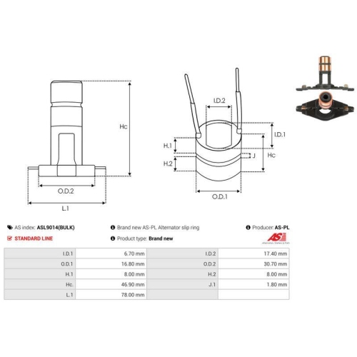 AS-PL Schleifring, Generator Brandneu AS-PL ASL9014(BULK)