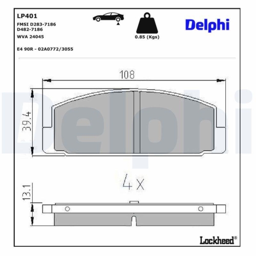 DELPHI Bremsbelagsatz, Scheibenbremse LP401