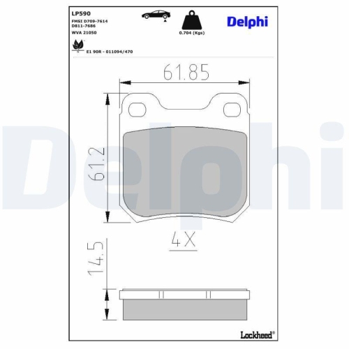 DELPHI Bremsbelagsatz, Scheibenbremse LP590