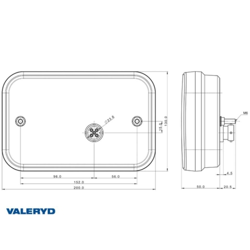 R&uuml;cklicht SCANDI-270, Blau, L, 200x130x50 LED 12V Bajonett 5-pol.CANBUS Anh&auml;nger