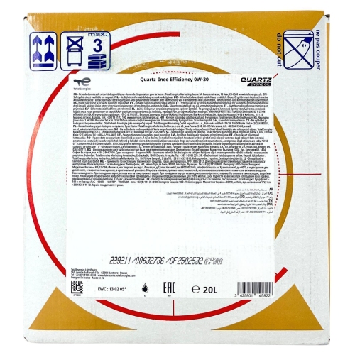 Motor&ouml;l Motoren&ouml;l Total Quartz Ineo Efficiency 0W-30 20 Liter BAG-IN Box 229211