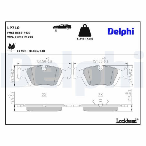 DELPHI Bremsbelagsatz, Scheibenbremse LP710