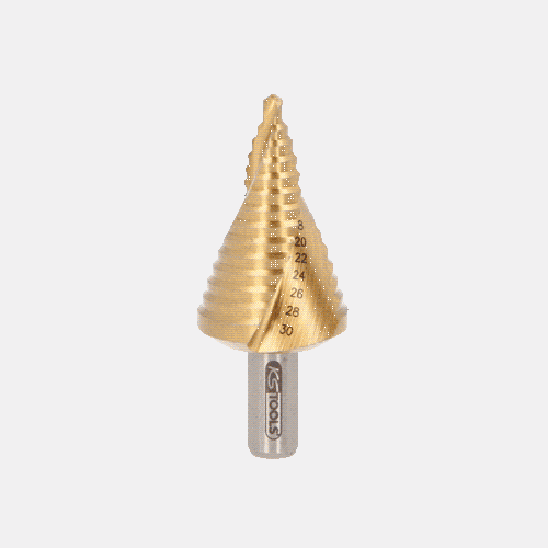 HSS-TiN Stufenbohrer extra kurz,Durchmesser 4-30mm, 14 Stufen KS TOOLS 330.2376