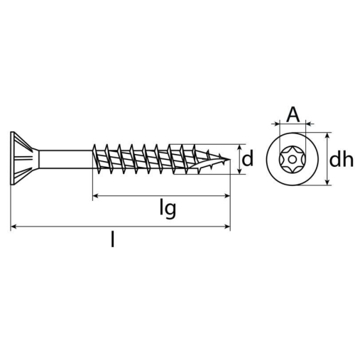 20 Formel F Spanplattenschraube ttap Senkkopf, Teilgewinde, Edelstahl A2 6 x 60