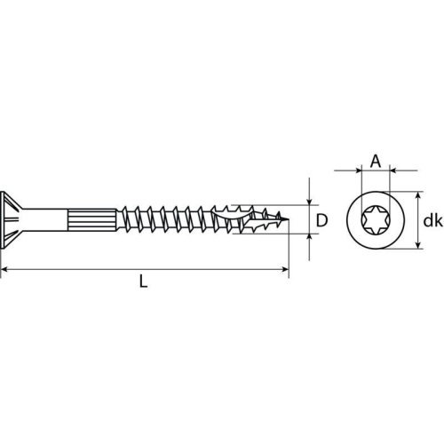 Zaunbauschrauben TX Senkkopf, Edelstahl A2, mit Bit 4.5 x 45 SWG 150 St&uuml;ck