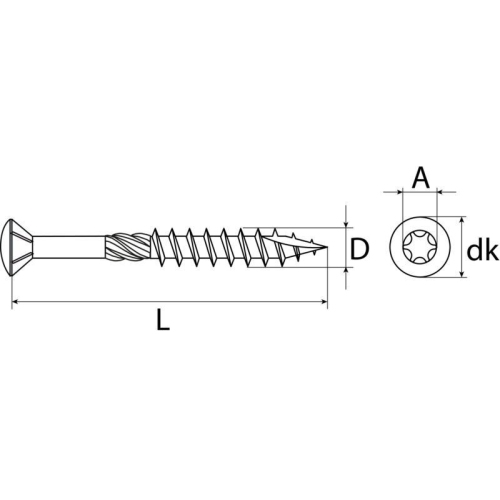 Terrassenschrauben TX Senkkopf, Edelstahl C1 5 x 60 SWG 200 St&uuml;ck