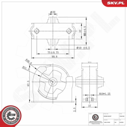 ESEN SKV Lagerung, Motor 75SKV262