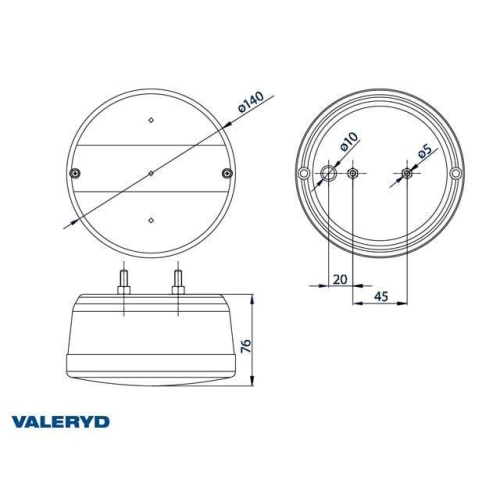 R&uuml;cklicht Durchmesser140x76 rechts Anh&auml;nger Valeryd 3010096