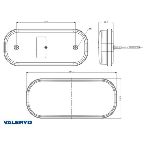 LED R&uuml;cklicht SCANDI-230 R/L 214,3x94,3x37,7 12-36V mit je 1m Kabel Anh&auml;nger