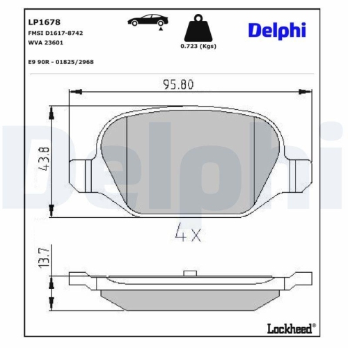 DELPHI Bremsbelagsatz, Scheibenbremse LP1678