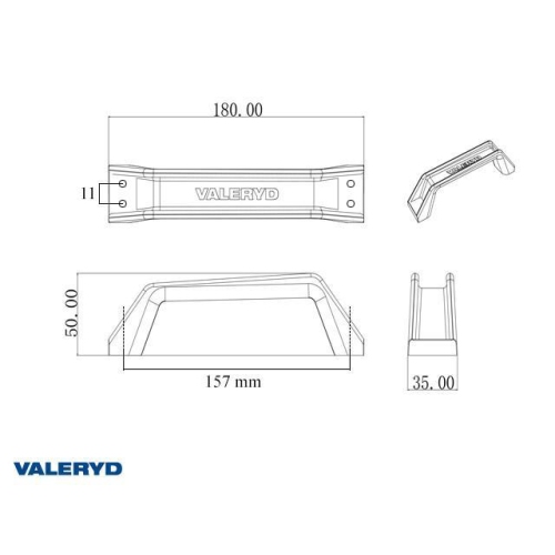 Rangiergriff 180x35mm schwarz (2-er Pack) Anh&auml;nger Valeryd 6710001