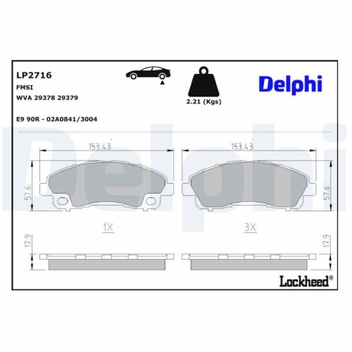 DELPHI Bremsbelagsatz, Scheibenbremse LP2716