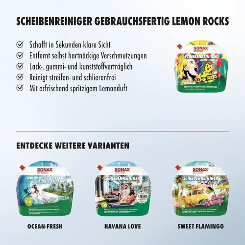 Sonax Scheibenreiniger Lemon Rocks 3L Zitronenduft gebrauchsfertig Wischwasser