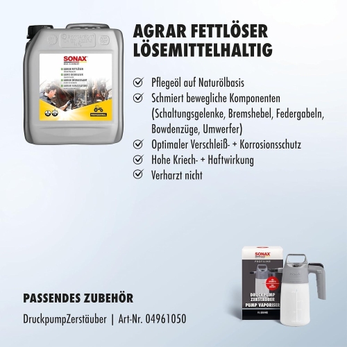 SONAX AGRAR FettLöser lösemittelhaltig 5 Liter Fett löser Trecker Landwirtschaft