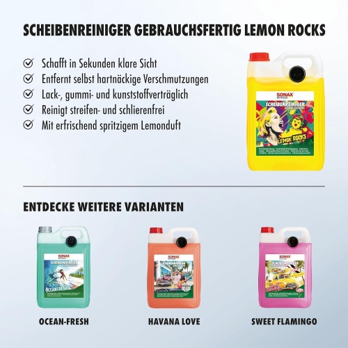 Scheibenreiniger SONAX Scheiben Reiniger Gebrauchsfertig Lemon ROCKS 5 Liter