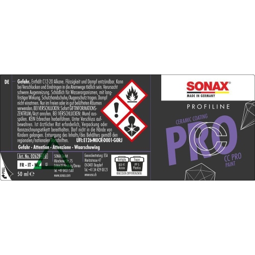 SONAX PROFILINE CeramicCoating CC Pro Lack Versiegelung Keramisches Coating
