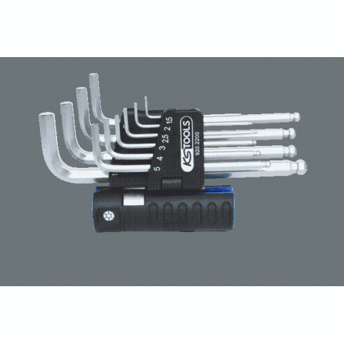 3 in 1 Innen6kant-Winkelstiftschl&uuml;ssel-Satz,10-tlg lang, Kugelkopf KS TOOLS