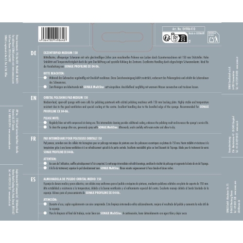 St&uuml;tzteller, Poliermaschine ExzenterPad MEDIUM 150 SONAX 04986410