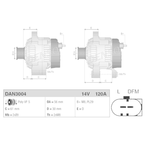 DENSO Generator DAN3004