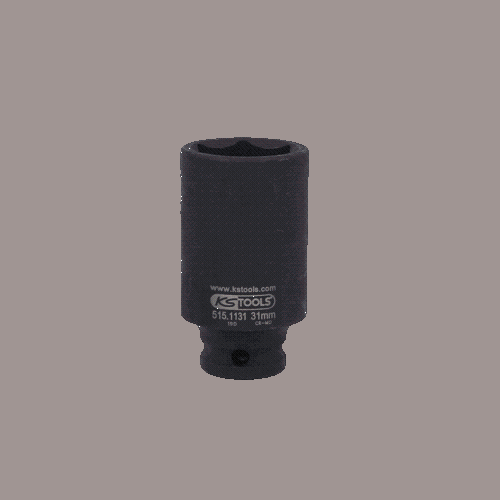 1/2 Zoll Sechskant-Kraft-Stecknuss, lang, 31mm auf H&auml;nger KS TOOLS 515.1131-E
