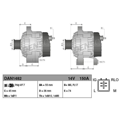 DENSO Generator DAN1482