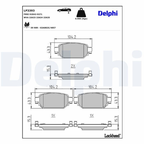 DELPHI Bremsbelagsatz, Scheibenbremse LP3393