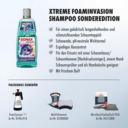 SONAX XTREME FoamInvasion Shampoo Sonderedition 1 Liter Auto Schaum Reiniger